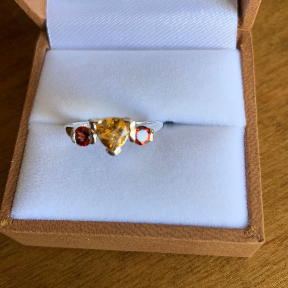 Citrine and garnet ring size 5